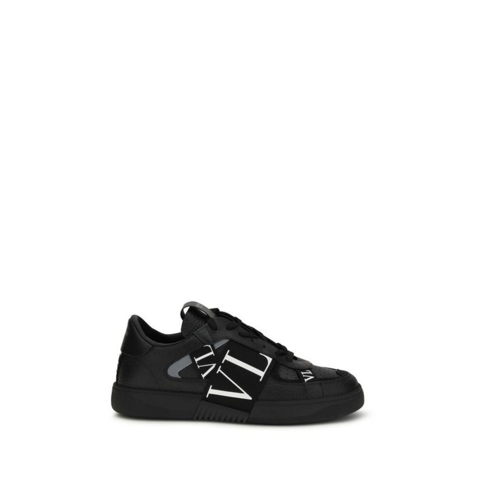 Valentino Garavani Black Calf Leather Bos Taurus Athletic Men's Sneakers